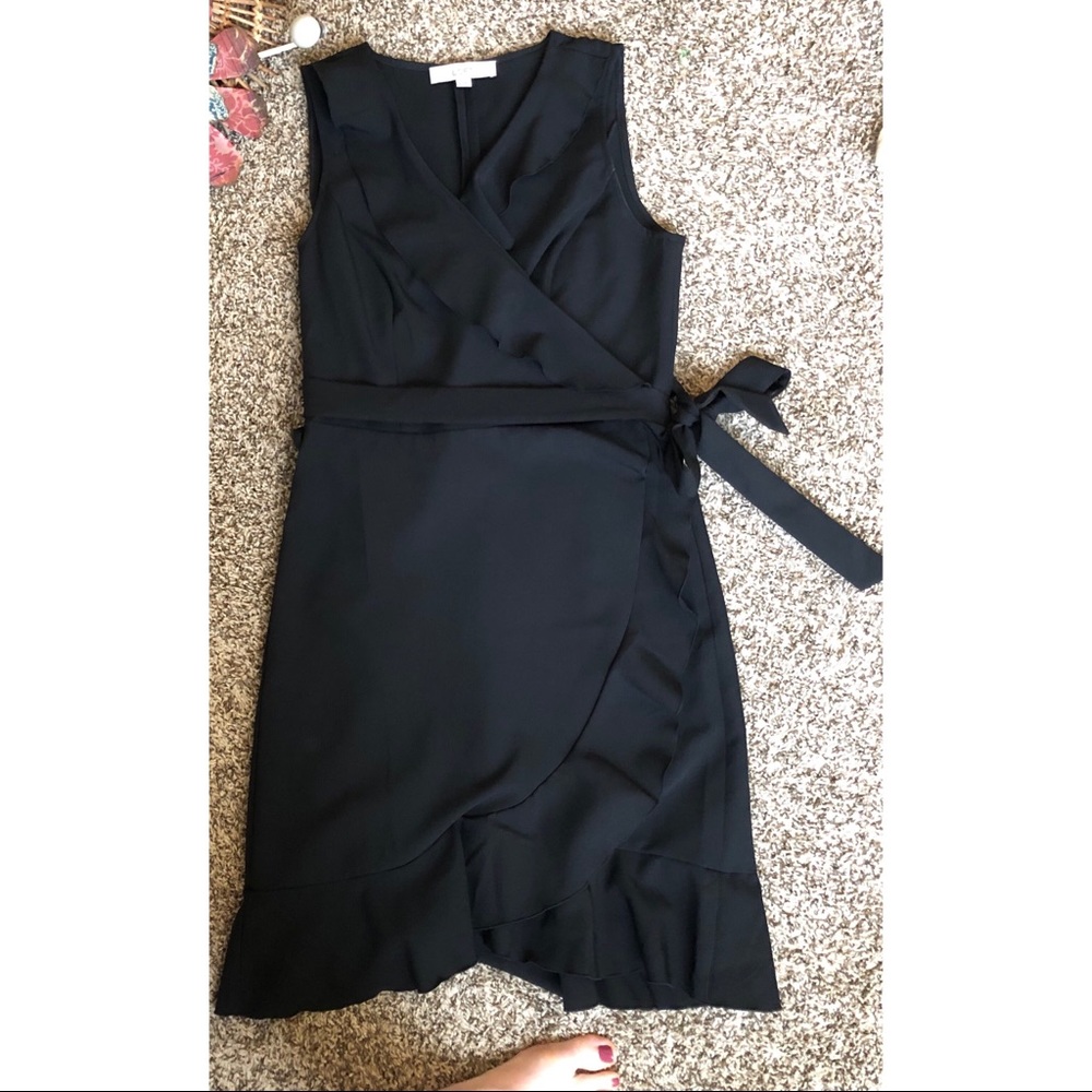 Loft ruffled wrap sleeveless dress sz 8